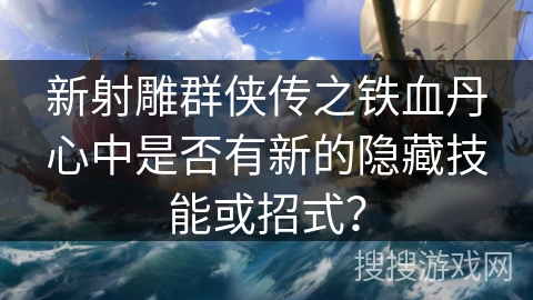 新射雕群侠传之铁血丹心中是否有新的隐藏技能或招式？