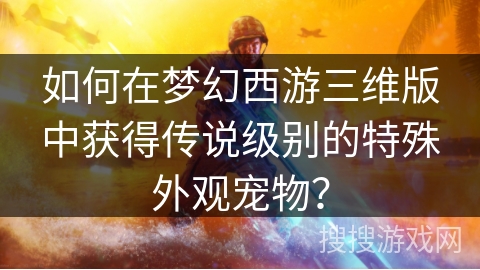 如何在梦幻西游三维版中获得传说级别的特殊外观宠物？