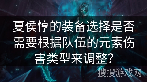 夏侯惇的装备选择是否需要根据队伍的元素伤害类型来调整？