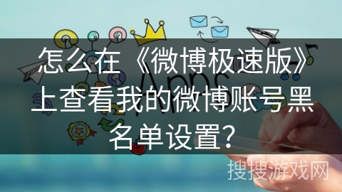 怎么在《微博极速版》上查看我的微博账号黑名单设置？