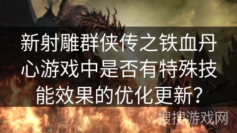 新射雕群侠传之铁血丹心游戏中是否有特殊技能效果的优化更新？