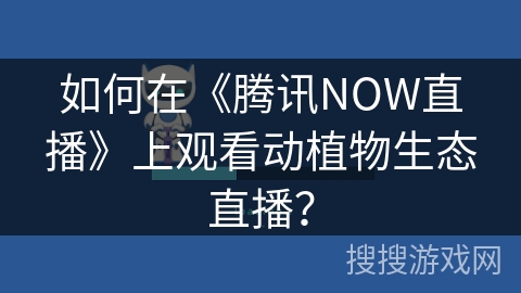 如何在《腾讯NOW直播》上观看动植物生态直播？
