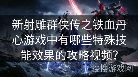 新射雕群侠传之铁血丹心游戏中有哪些特殊技能效果的攻略视频？