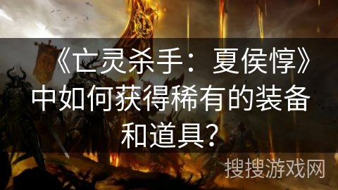 《亡灵杀手:夏侯惇》中如何获得稀有的装备和道具? 《亡灵杀手:夏侯惇》中如何获得稀有的装备和道具?