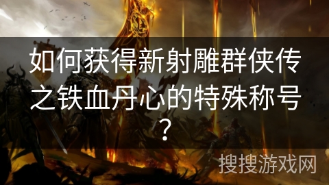 如何获得新射雕群侠传之铁血丹心的特殊称号？