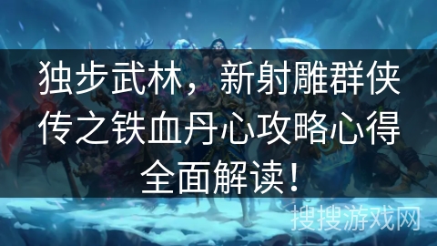 独步武林，新射雕群侠传之铁血丹心攻略心得全面解读！