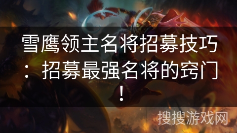 雪鹰领主名将招募技巧：招募最强名将的窍门！