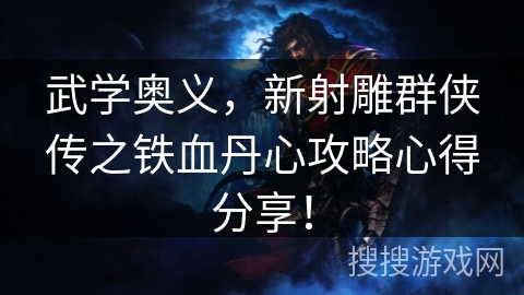武学奥义，新射雕群侠传之铁血丹心攻略心得分享！