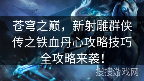 苍穹之巅，新射雕群侠传之铁血丹心攻略技巧全攻略来袭！
