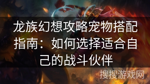 龙族幻想攻略宠物搭配指南：如何选择适合自己的战斗伙伴