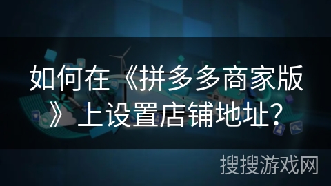 如何在《拼多多商家版》上设置店铺地址？