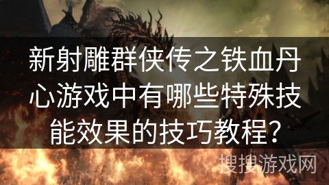 新射雕群侠传之铁血丹心游戏中有哪些特殊技能效果的技巧教程？