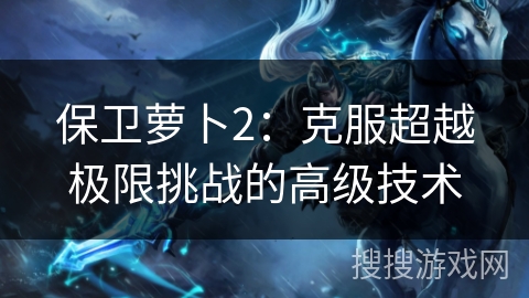 保卫萝卜2:克服超越极限挑战的高级技术 保卫萝卜2:克服超越极限挑战的高级技术