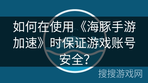如何在使用《海豚手游加速》时保证游戏账号安全？