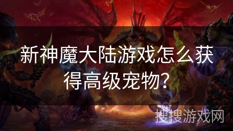 新神魔大陆游戏怎么获得高级宠物？