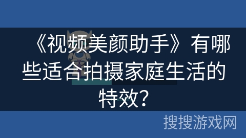 《视频美颜助手》有哪些适合拍摄家庭生活的特效？