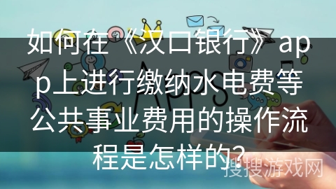 如何在《汉口银行》app上进行缴纳水电费等公共事业费用的操作流程是怎样的？
