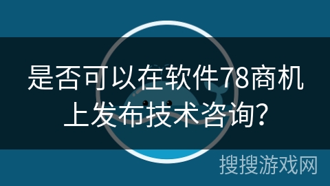 是否可以在软件78商机上发布技术咨询？