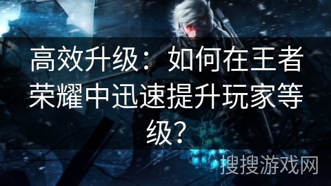 高效升级：如何在王者荣耀中迅速提升玩家等级？