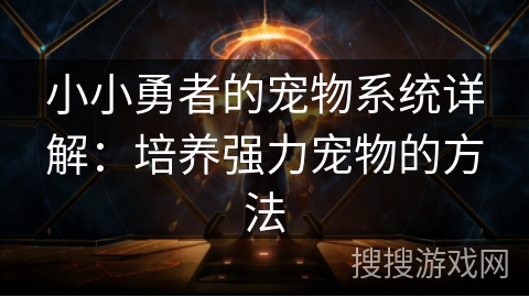 小小勇者的宠物系统详解：培养强力宠物的方法