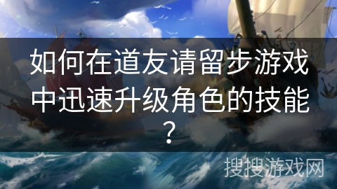 如何在道友请留步游戏中迅速升级角色的技能？