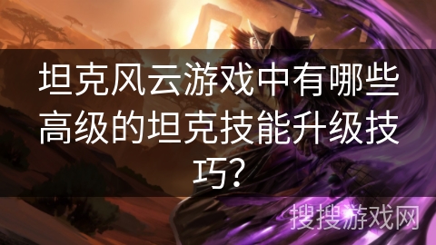 坦克风云游戏中有哪些高级的坦克技能升级技巧? 坦克风云游戏中有哪些高级的坦克技能升级技巧?