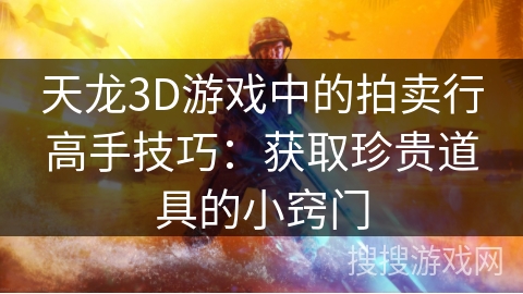 天龙3D游戏中的拍卖行高手技巧：获取珍贵道具的小窍门