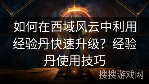 如何在西域风云中利用经验丹快速升级？经验丹使用技巧