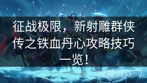 征战极限，新射雕群侠传之铁血丹心攻略技巧一览！