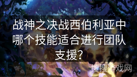 战神之决战西伯利亚中哪个技能适合进行团队支援？