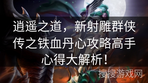 逍遥之道，新射雕群侠传之铁血丹心攻略高手心得大解析！