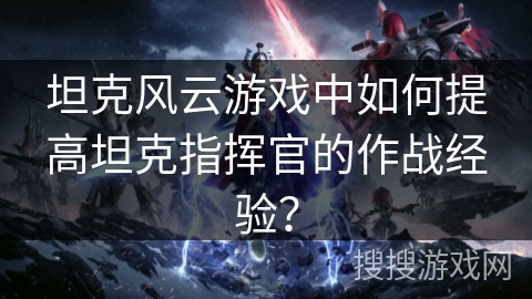 坦克风云游戏中如何提高坦克指挥官的作战经验？