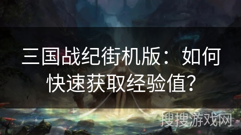 三国战纪街机版：如何快速获取经验值？