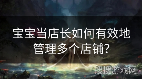 宝宝当店长如何有效地管理多个店铺？