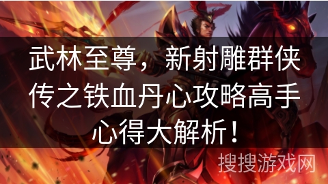 武林至尊，新射雕群侠传之铁血丹心攻略高手心得大解析！