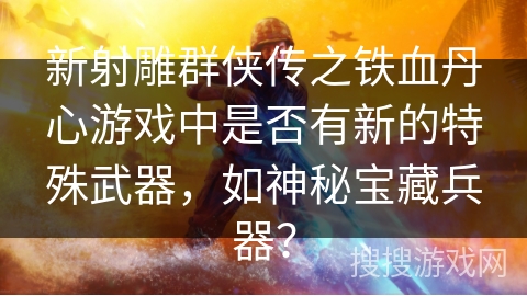 新射雕群侠传之铁血丹心游戏中是否有新的特殊武器，如神秘宝藏兵器？