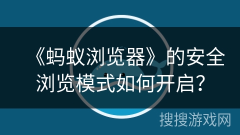 《蚂蚁浏览器》的安全浏览模式如何开启？