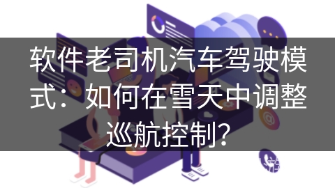 软件老司机汽车驾驶模式：如何在雪天中调整巡航控制？