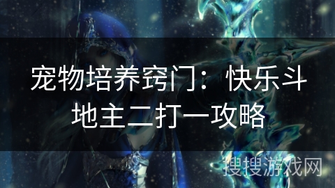 宠物培养窍门:快乐斗地主二打一攻略 宠物培养窍门:快乐斗地主二打一攻略