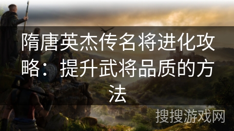 隋唐英杰传名将进化攻略:提升武将品质的方法 隋唐英杰传名将进化攻略:提升武将品质的方法