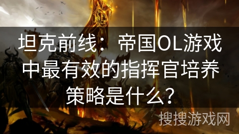 坦克前线：帝国OL游戏中最有效的指挥官培养策略是什么？