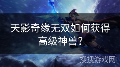 天影奇缘无双如何获得高级神兽？