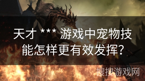 天才 *** 游戏中宠物技能怎样更有效发挥？