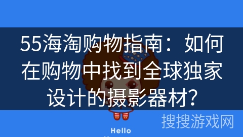 55海淘购物指南：如何在购物中找到全球独家设计的摄影器材？