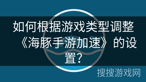 如何根据游戏类型调整《海豚手游加速》的设置？