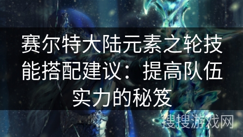 赛尔特大陆元素之轮技能搭配建议：提高队伍实力的秘笈