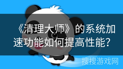 《清理大师》的系统加速功能如何提高性能？
