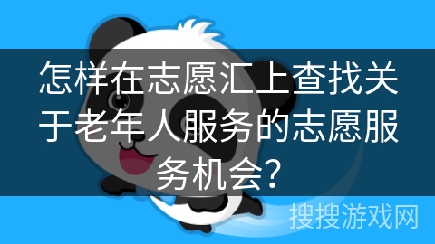 怎样在志愿汇上查找关于老年人服务的志愿服务机会？