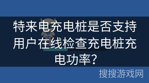 特来电充电桩是否支持用户在线检查充电桩充电功率？