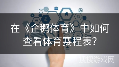 在《企鹅体育》中如何查看体育赛程表？